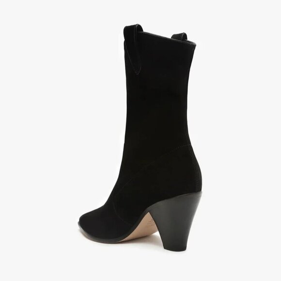 Schutz Mackie Black Nubuck Leather Mid-Calf Pointed Toe Boots 8.5 New - Picture 3 of 5